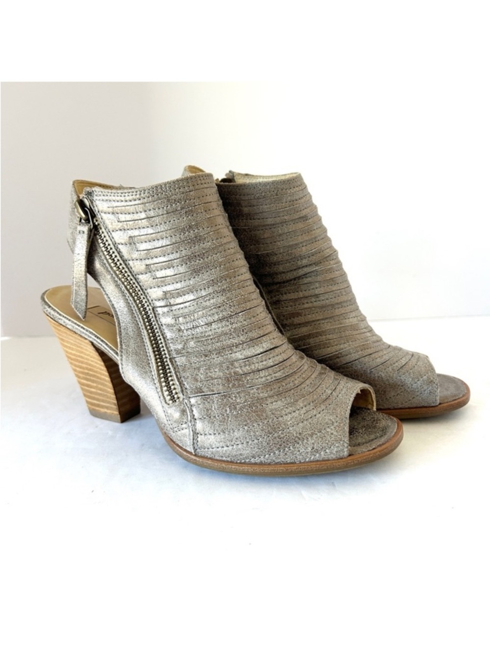 Paul Green Cayanne Bootie Sandal Heel Shoe Metallic Peep Toe Size EU35.5 US 5.5